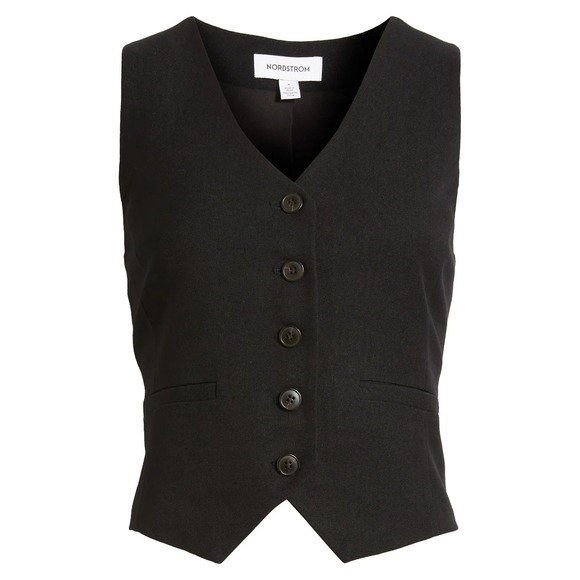 Jackets & Blazers - NWT Nordstrom Women's Black Tailored Waistcoat Vest Button Front Career Size M